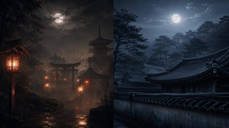 Comparison of Japanese yokai and Korean yogoe showing their different atmospheres
