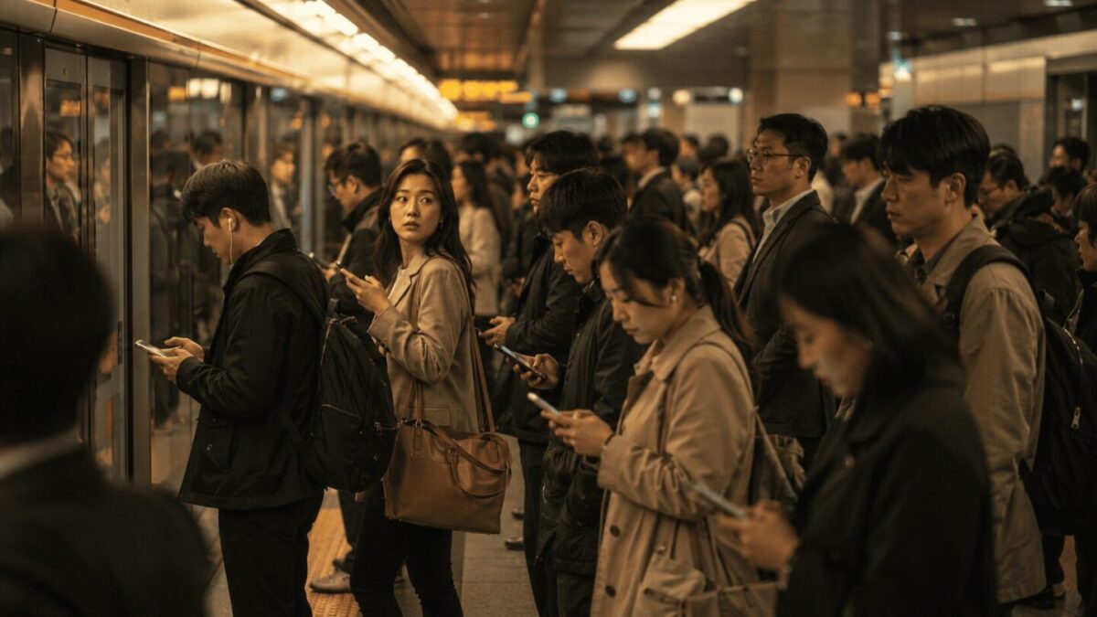 Crowded Seoul subway platform, the modern-day answer to why are there so many Kims in Korea