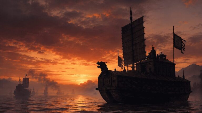 Korean turtle ship at the Battle of Noryang, Admiral Yi Sun-sin's final battle